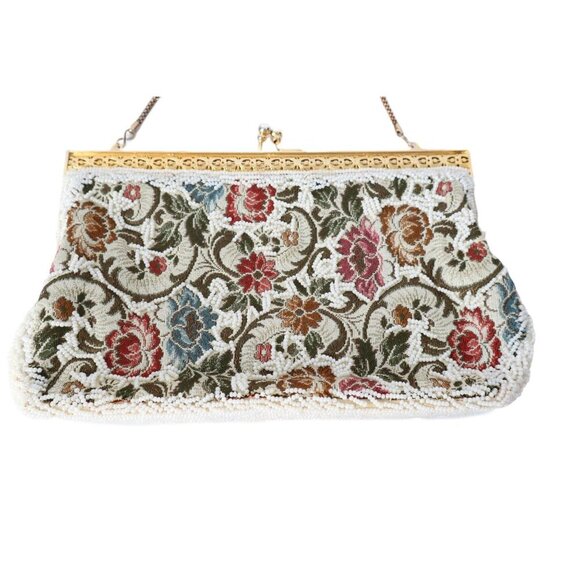 Vintage Beaded Tapestry Handbag Purse Clutch Evening Bag 1950s - Picture 3 of 8